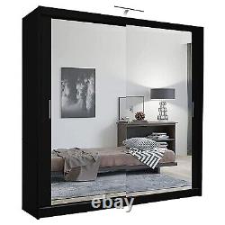 100cm Mirror Sliding Door Wardrobe Storage Cabinet Hanging Rail Shelves Bedroom