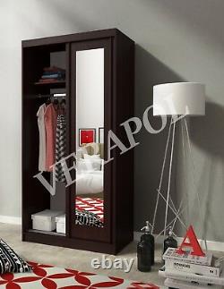 100cm or 200cm WARDROBE With MIRROR, 2 sliding doors bedroom hallway furniture
