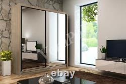 100cm or 200cm WARDROBE With MIRROR, 2 sliding doors bedroom hallway furniture