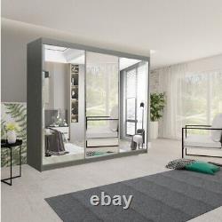 250cm Milan Modern Full Mirror Sliding Door Bedroom Cabinet in 4 Color