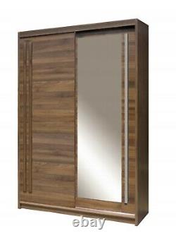 2 Door Mirrored Sliding Wardrobe-WALLIS/Light WENGE-COLUMBIA. EFFECT. EF3-150. NEW