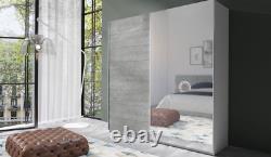 2 Sliding Door WARDROBE, White & Concrete GREY, Fast Delivery, Assembly Included
