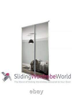 2 SpacePro Sliding Mirror Doors and Frame Twin-pack Silver Tracks Included