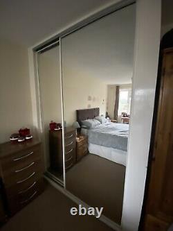 2 X Mirrored Sliding Wardrobe Doors with track Included