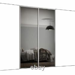 2 x 762mm White frame / Mirror sliding doors for opening 1498mm