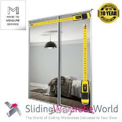 2 x'Made to Measure' Sliding Wardrobe Doors White Framed Mirror up to 2400mm