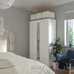 3 Door Mirror wardrobe sliding doors White 117x190cm For Bedroom