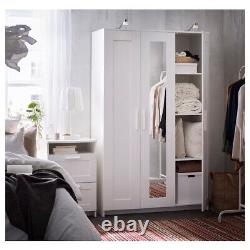3 Door Mirror wardrobe sliding doors White 117x190cm For Bedroom