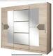 3 Door Sliding Wardrobe -oak Sonoma/pvc Cappuccino Gloss/mirror. Dome/do4-24. New