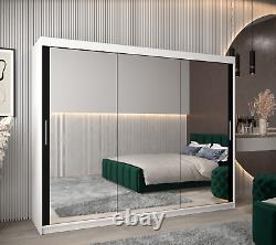 3 Sliding Door Wardrobe + Mirror 250cm Many Colours Drawers Assembly included