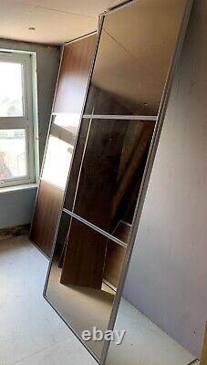 3 Sliding Doors Built in Walnut Mirrored Wardrobe & Pull Down Rail W3.525xH2.44m
