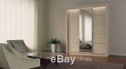 3 Sliding Doors Modern Mirrored Wardrobe Bedroom Furniture MRMA 180 cm