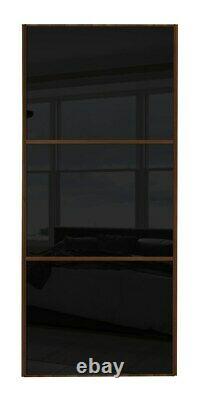 3x 914mm Spacepro walnut & black sliding wardrobe doors & track. Collect today