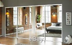 4 Sliding Mirror Wardrobe Doors Made to Measure Pre-assembled with tracks