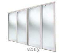 4 X 914mm Shaker Cashmere Sliding Mirrored Doors With Track Set