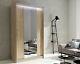 Ava 4- 2 Sliding Doors Wardrobe, Full Mirror, Modern And Elegant Design, Sonoma