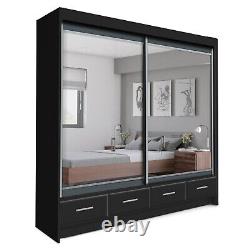 Alaska Modern Wardrobes, Mirrored 2 Door wardrobe for Bedroom Furniture