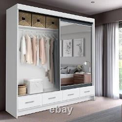 Alaska Modern Wardrobes, Mirrored 2 Door wardrobe for Bedroom Furniture