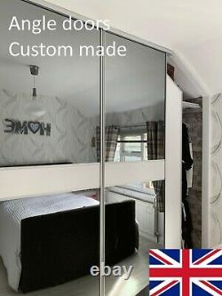 Angled glass or wood Sliding Wardrobe Doors Made to Measure, Easy Glide