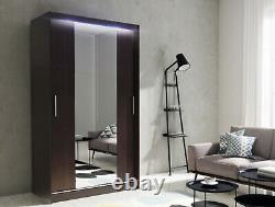 Ava 4- 2 Sliding Doors Wardrobe, Full Mirror, Modern & Elegant Design, Brown
