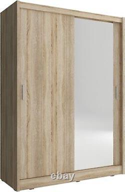 BEAUTIFUL MODERN SLIDING DOOR WARDROBE 130 cm (4ft 3inch) wide SONOMA OAK