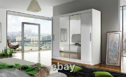 BRAVA 2- NEW WARDROBE WITH SLIDING DOORS with MIRRORS, WHITE, FAST DELIVERY