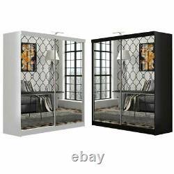 Bedroom Queen Double Sliding Door Wardrobe with LED Light Two Sizes and Colours
