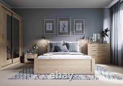 Bedroom set sliding 2 door CLEO32 wardrobe chest 2 bedsides 180cm shetland oak