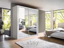Bedroom set sliding 2 door IDEA16 wardrobe chest 2 bedsides 200cm WHITE MATT