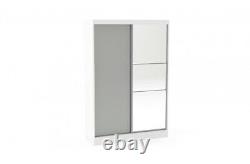 Birlea Lynx High Gloss 2 Door Sliding Mirrored Wardrobe Grey & White