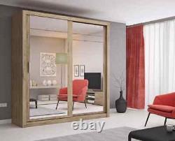 Brand New Bedroom Mirror Sliding Door Wardrobe ARTI 8 203cm in Shetland Oak
