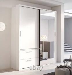 Brand New Modern Bedroom Mirror Sliding Door Wardrobe ARTI 22 180cm in White