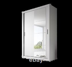 Brand New Modern Bedroom Mirror Sliding Door Wardrobe ARTI 4 150cm in White Matt