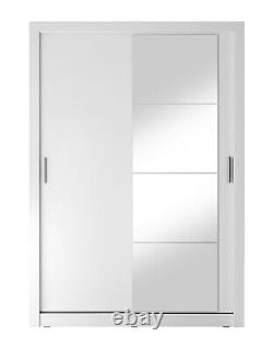 Brand New Modern Bedroom Mirror Sliding Door Wardrobe ARTI 4 150cm in White Matt