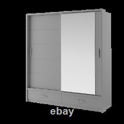 Brand New Modern Bedroom Mirror Sliding Door Wardrobe ARTI 5 200cm in Grey Matt