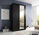 Brand New Modern Bedroom Mirror Sliding Door Wardrobe Arti 6 120cm In Black Matt