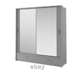 Brand New Modern Bedroom Mirror Sliding Door Wardrobe Arti 24 in Grey Matt 200cm