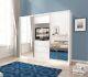 Brand New Modern Bedroom Mirror Sliding Door Wardrobe Tv In White Matt 254cm