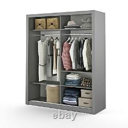 Brand New Modern Bedroom Sliding Door Mirror Wardrobe Andalusia 181cm in Grey