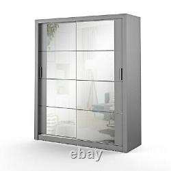 Brand New Modern Bedroom Sliding Door Mirror Wardrobe Andalusia 181cm in Grey