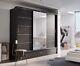 Brand New Modern Bedroom Sliding Door Wardrobe Arti 1 250cm In Matt Black Mirror