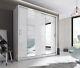 Brand New Modern Bedroom Sliding Mirror Wardrobe Arti 14 White Matt 220cm