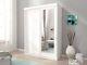 Brand New Modern Mirrored Sliding Door Wardrobe Alaska 150cm In White Matt