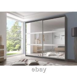Brand New Modern Mirrored Sliding Door Wardrobe Multi 10 White and Grey 183cm
