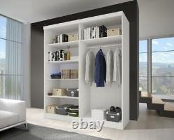 Brand New Modern Mirrored Sliding Door Wardrobe Multi 10 White and Grey 183cm