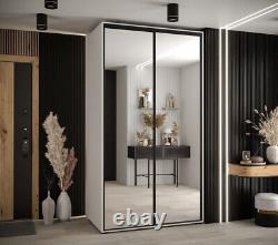 Brand New Modern Sliding Door Mirror Wardrobe Cannes II in White 140cm