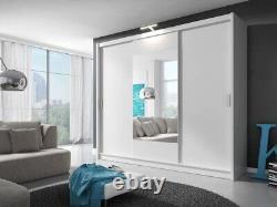 Brand New Modern Sliding Door Mirror Wardrobe Wiki in White Matt 250cm