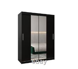 Brand New Modern Sliding Door Mirrored Wardrobe Tokyo I in Black 150cm
