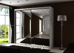 Brand New Modern Slidnig Door Mirror Wardrobe OXON 1 200cm in White MATT