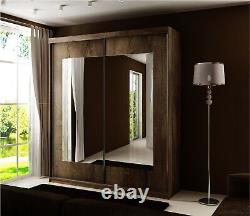 Brand New Modern Slidnig Door Mirror Wardrobe OXON 61 150cm in Darka Ash Matt